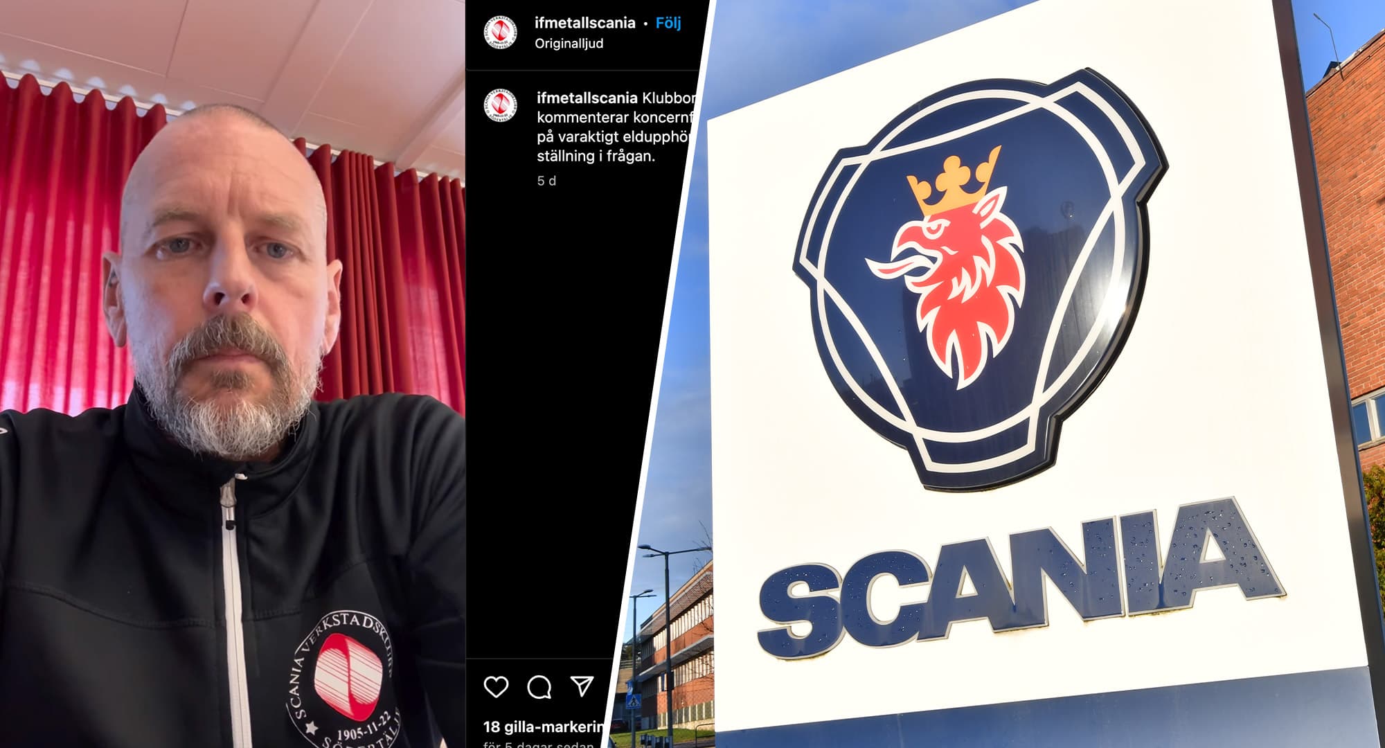 Scanias koncernfack, där samtliga IF Metallklubbar inom Scania ingår, har gått ut med ett fördömande av Israels militära operation i Gaza. ”Vi är djupt frustrerade över att det är så tyst,” säger ordförande Michael Lyngsie. Foto: TT/Instagram.