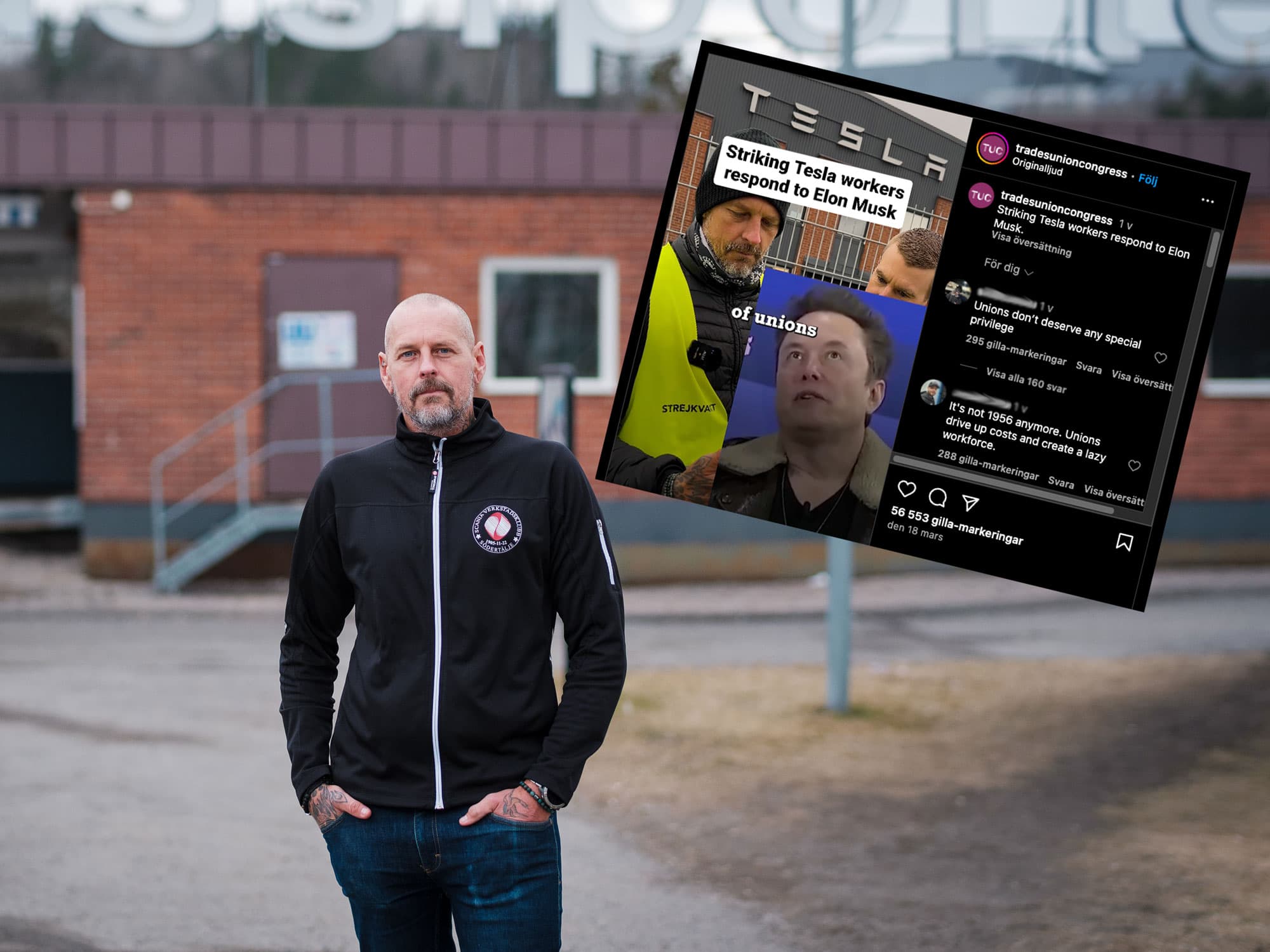 Michael ”Stålis” Lyngsie, IF Metalls klubbordförande på Scania, har gått och blivit viral. Foto: Jakob Joelson & Skärmdump.
