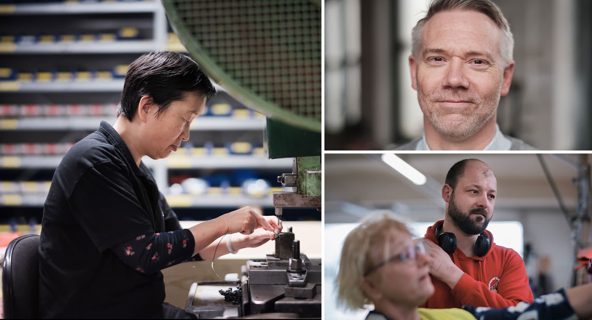 Jian Cheng, Anton Svensson, Andrei Colibaba och Lina Pollack kommer alla från olika bakgrunder. På Ewes ser de gemensamt till att språkbarriären upplöses. Foto: Jakob Joelson.