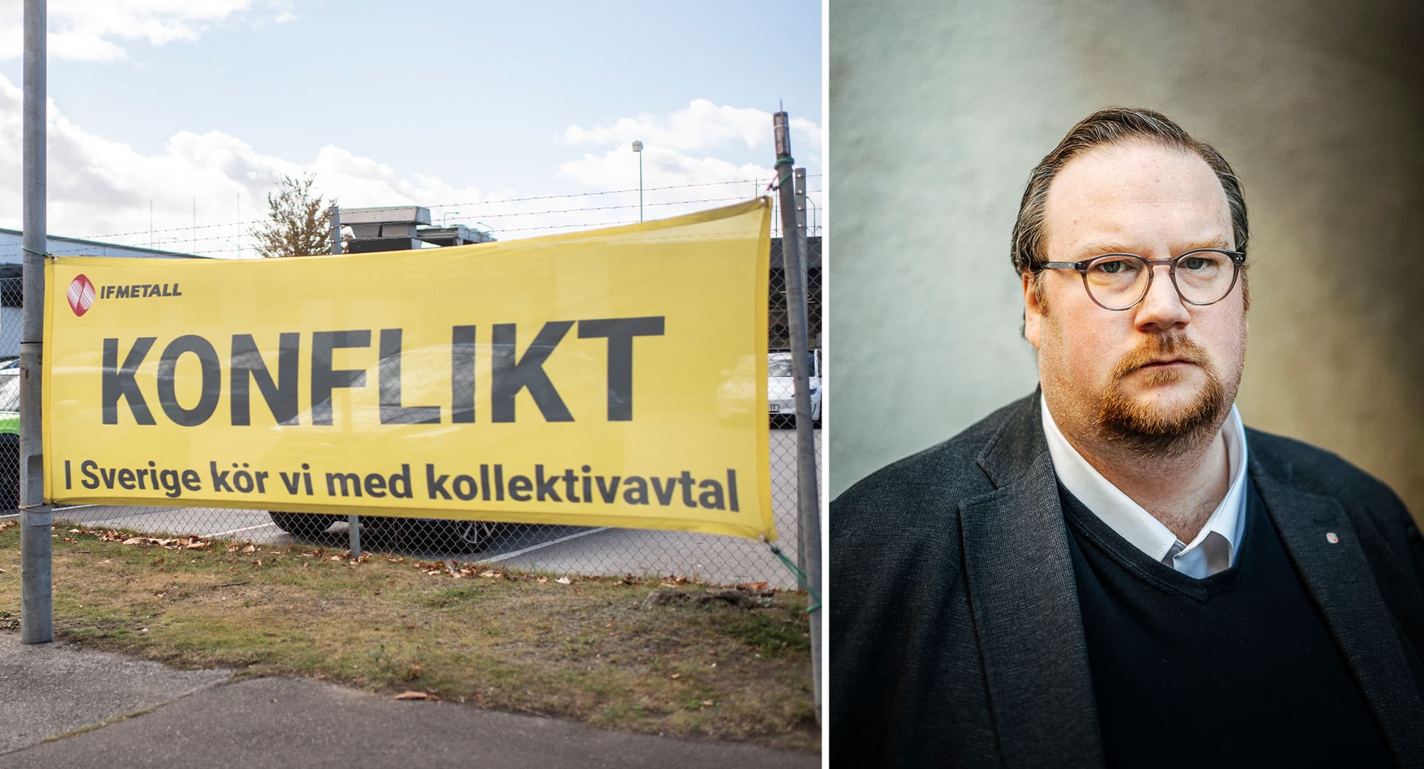 IF Metalls avtalssekreterare Simon Petersson säger att mycket desinformation sprids om Teslakonflikten. Foto: Adam Daver & David Lundmark