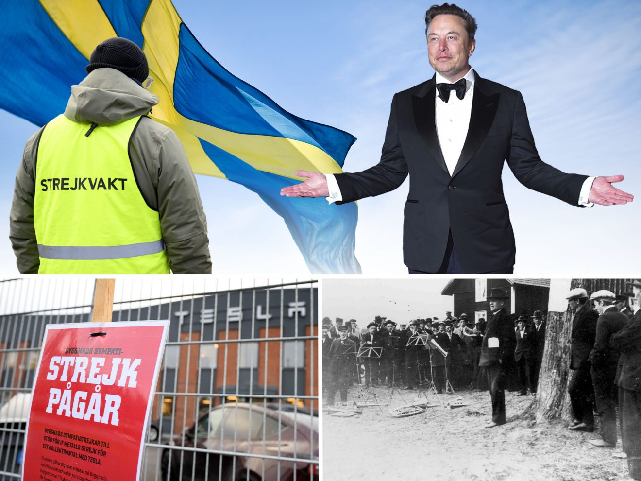 Den längsta strejken i Sveriges historia får Teslakonflikten att blekna. Foto: TT och Lerbäcks Hembygdsförenings bildarkiv (arkiv/montage).