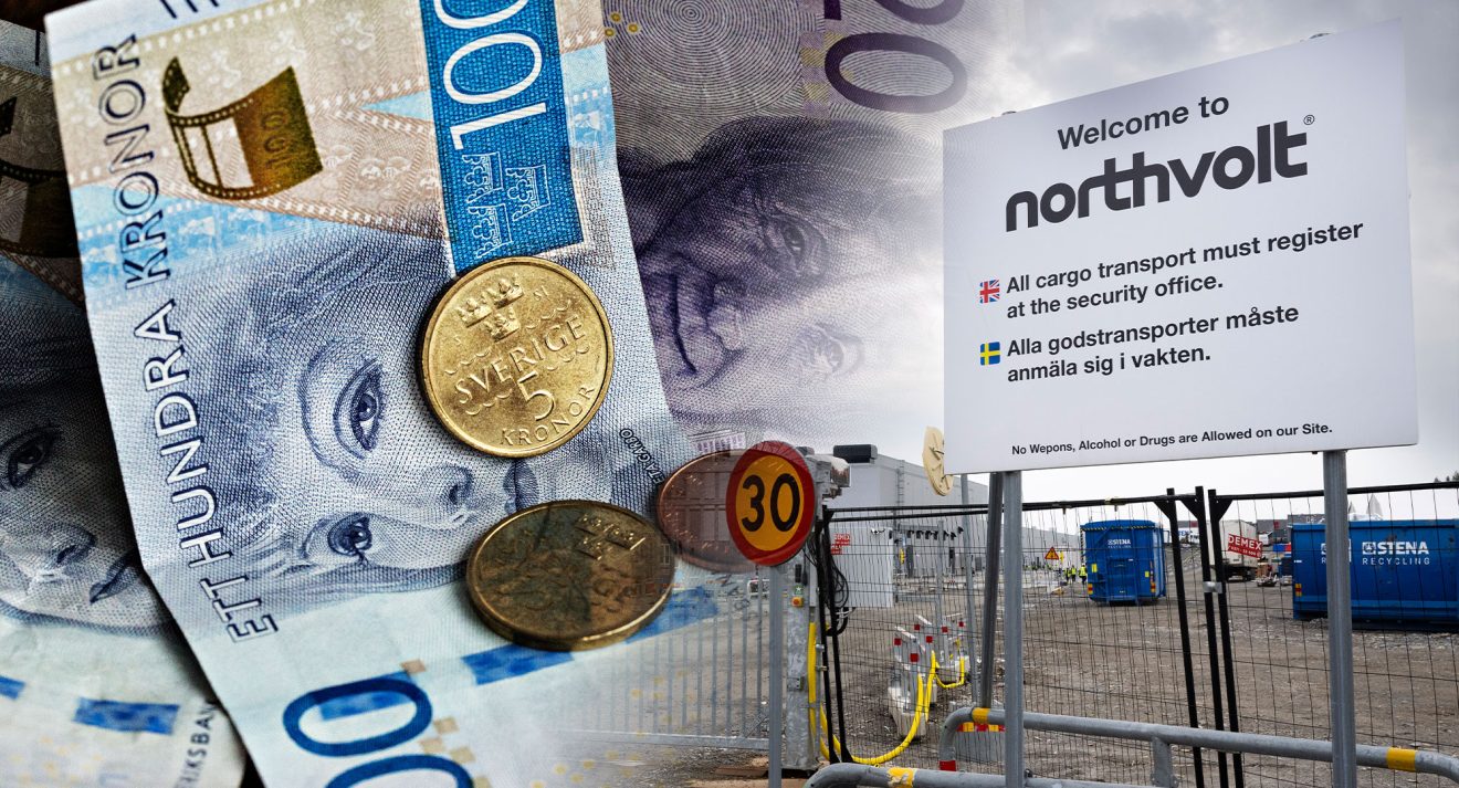 Northvolt kan komma att tvingas böta rejält vid fällande dom. Foto: TT (arkiv/montage).
