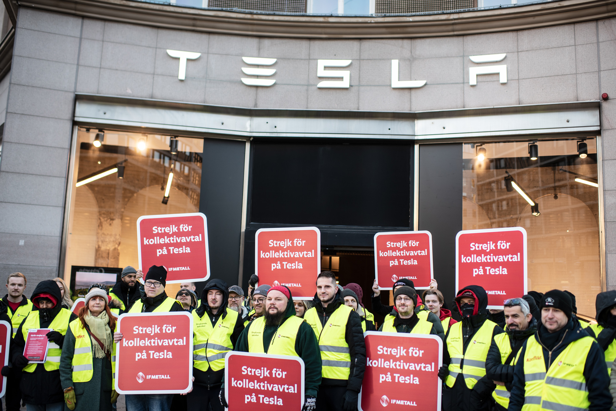 Teslastrejkare i Stockholm vintern 2024. Foto: Adam Daver