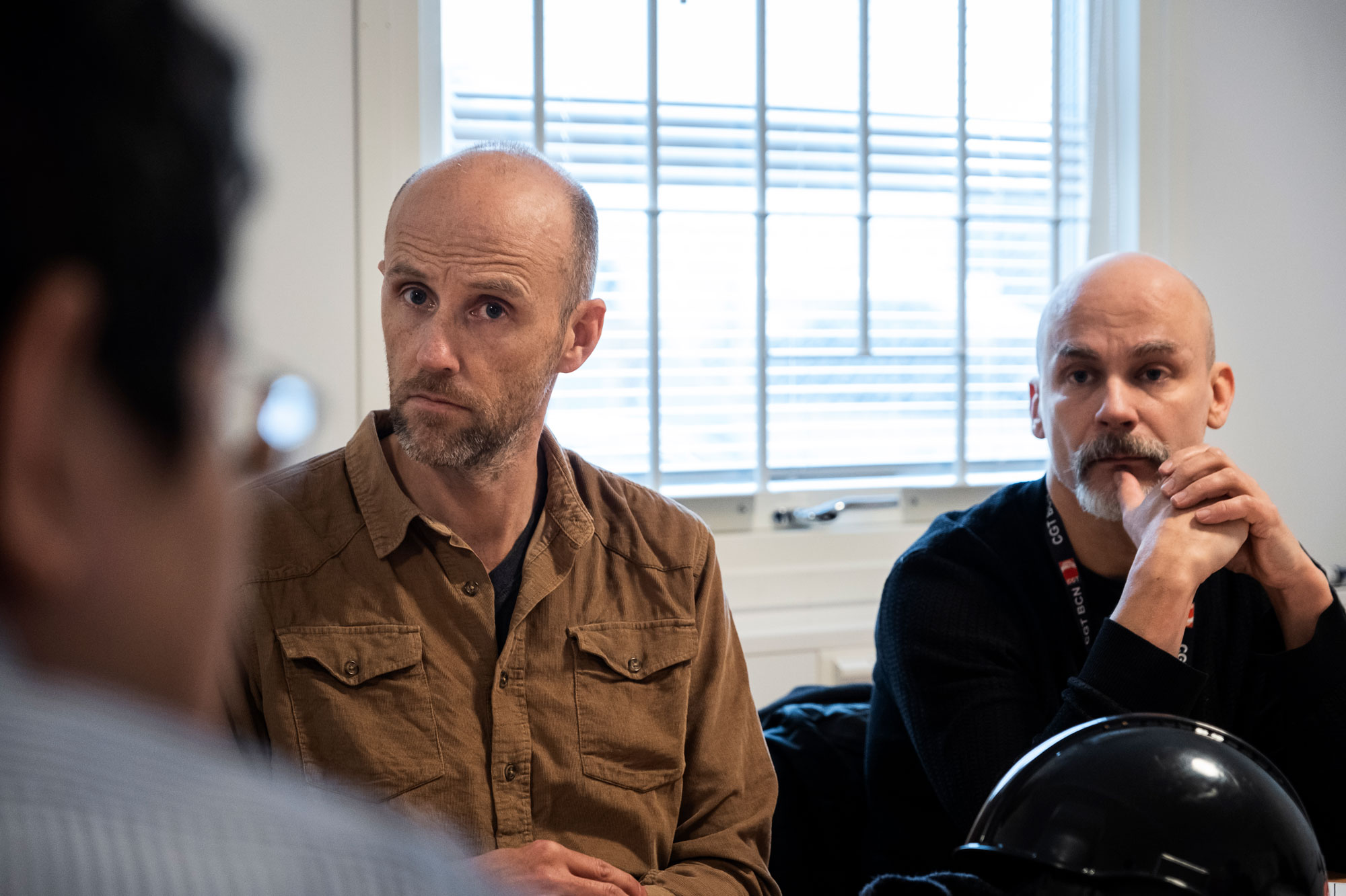 Pelle Sunvisson och Emil Boss, förhandlare på Solidariska byggare. Foto: Ida Persson