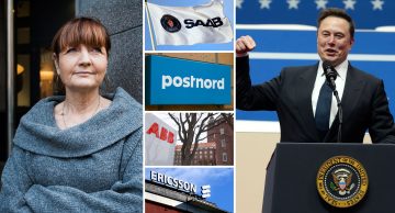 Marie Nilsson och Elon Musk. Två nyckelpersoner från två olika sidor i Teslakonflikten. Foto: Ida Persson/TT/Saab/AFP