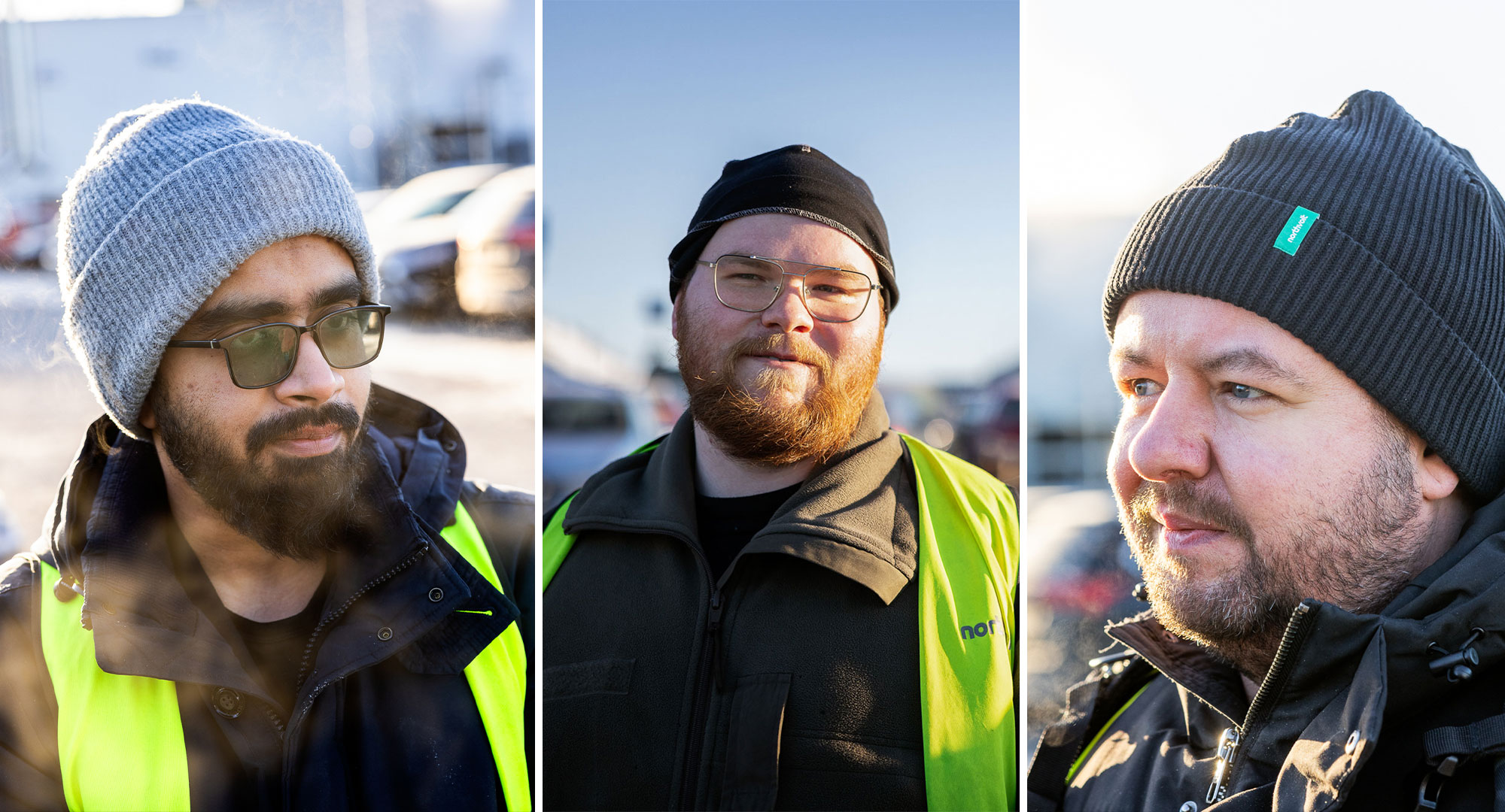Tanvir Reza Akash, Mattias Magnusson och Ján Ihnát är tre Northvoltarbetare vars framtid svävar i ovisshet efter konkursbeskedet. Foto: Patrick Degerman