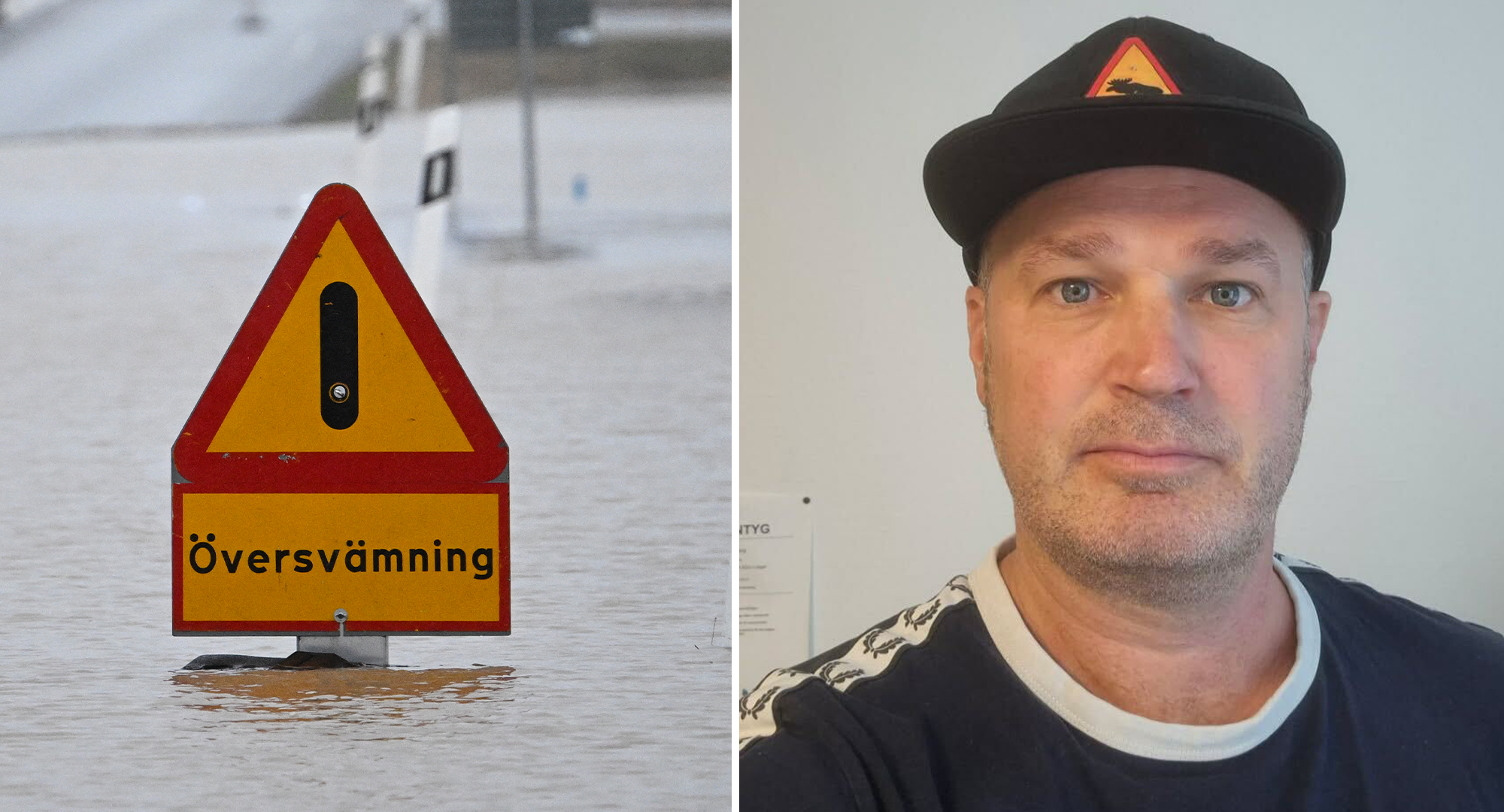 Jimmy Berg och hans kollegor får jobba hårt på grund av regnet i norr. Foto: TT & Privat