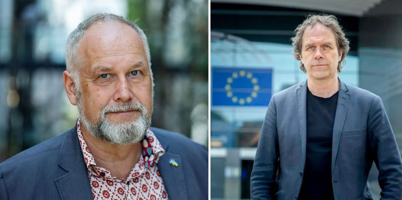 Jonas Sjöstedt (V) och Pär Holmgren (MP). Foto: Caisa Rasmussen / TT / MP