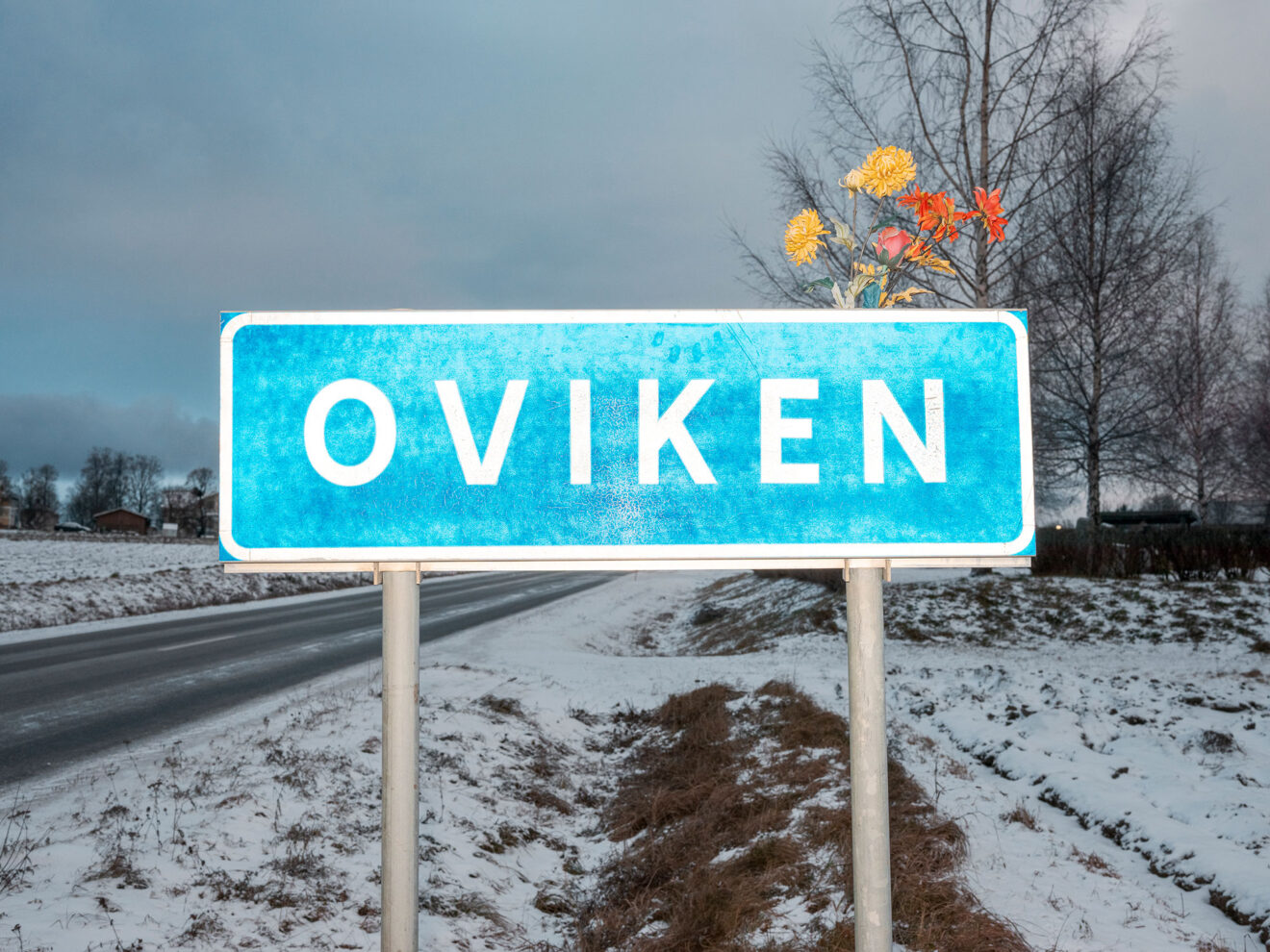 Väggskylt på Oviken i norra Sverige. Foto: Hampus Lundin