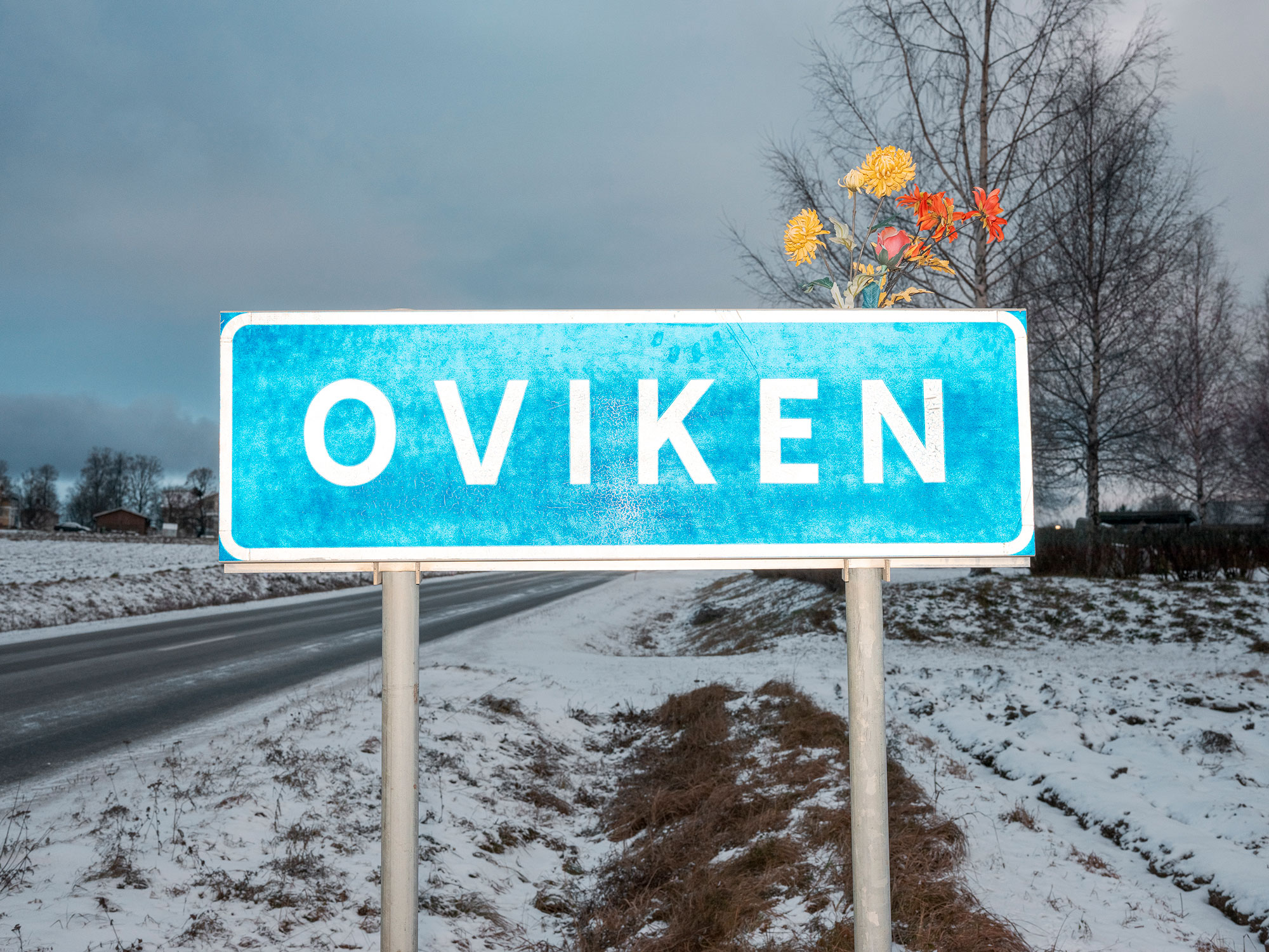 Väggskylt på Oviken i norra Sverige. Foto: Hampus Lundin