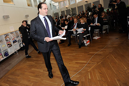 Finansminister Anders Borg presenterade alliansens budgetförslag på tisdagsmorgonen. Foto: SCANPIX