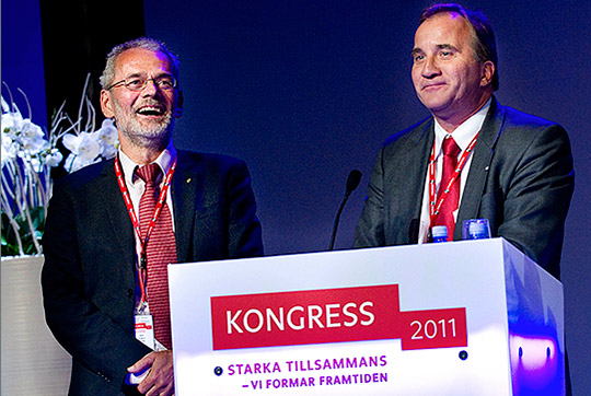 IF Metalls kongress i juni i fjol. Anders Ferbe till vänster tar över ordförandeskapet i IF Metall när ordföranden Stefan Löfven blir partiledare i Socialdemokraterna. Foto: JONAS EKSTRÖMER