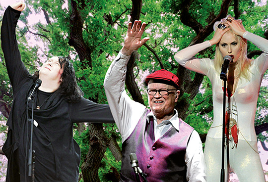 Livets träd. Antony Hegarty, Povel Ramel och Amanda Jensen hittar tillsamman med många andra artister inspriation i någon av de vedväxter som går under benämningen träd. Foto: SCANPIX (montage).