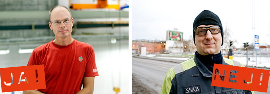 Esbjörn Öberg (t.v) tror att stödet för SD beror på missnöje. Själv är han rädd för utvecklingen. ”Vi har alla ett ansvar att minnas historien om högerextrema partier.” Johan Stenberg (t.h) är själv aktiv som moderat fritidspolitiker. Han tycker inte att han har något att vinna på Stefan Löfvens politik. Foto: MALIN GRÖNBORG och Foto: HENRIK WITT